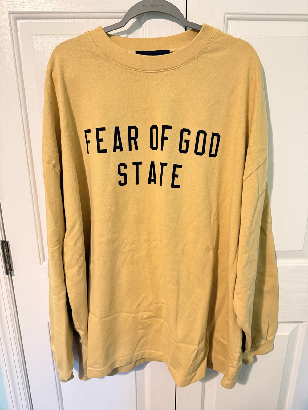 Fear of God Long Sleeve Crewneck in Mustard with Black Logo
